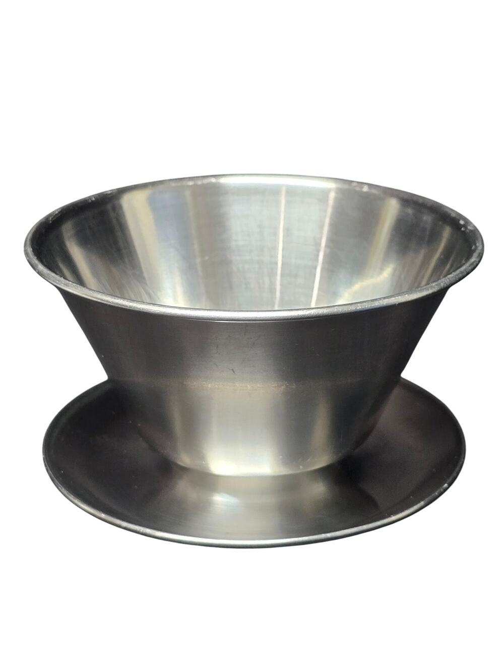 Leonard Stainless Steel 18/8 Gravy Sauce Boat Bowl w/ Attached Underplate Korea